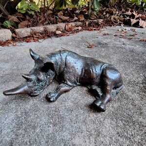 Maitland-Smith  Bronze Rhinoceros Sculpture